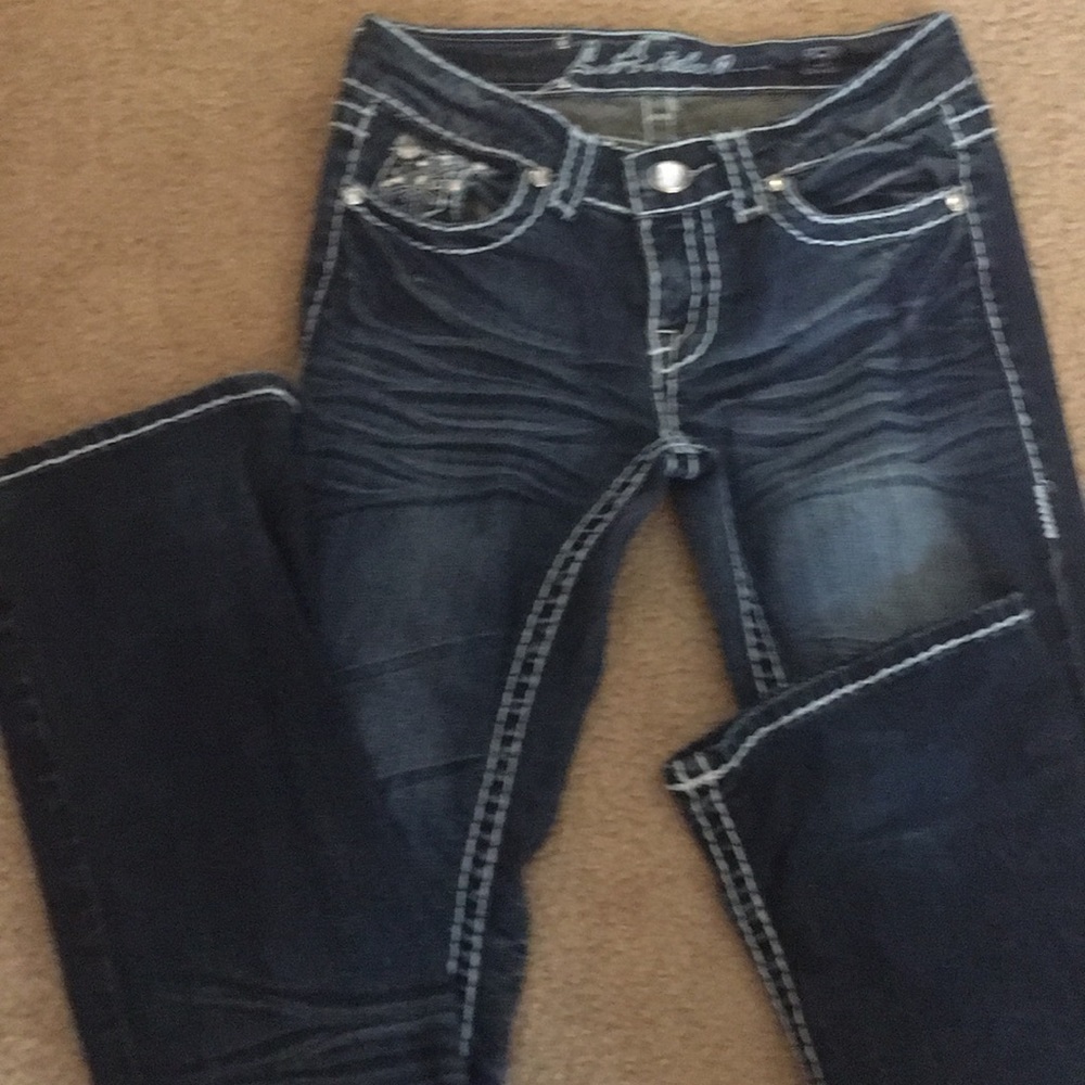 blinged jeans with white stiching